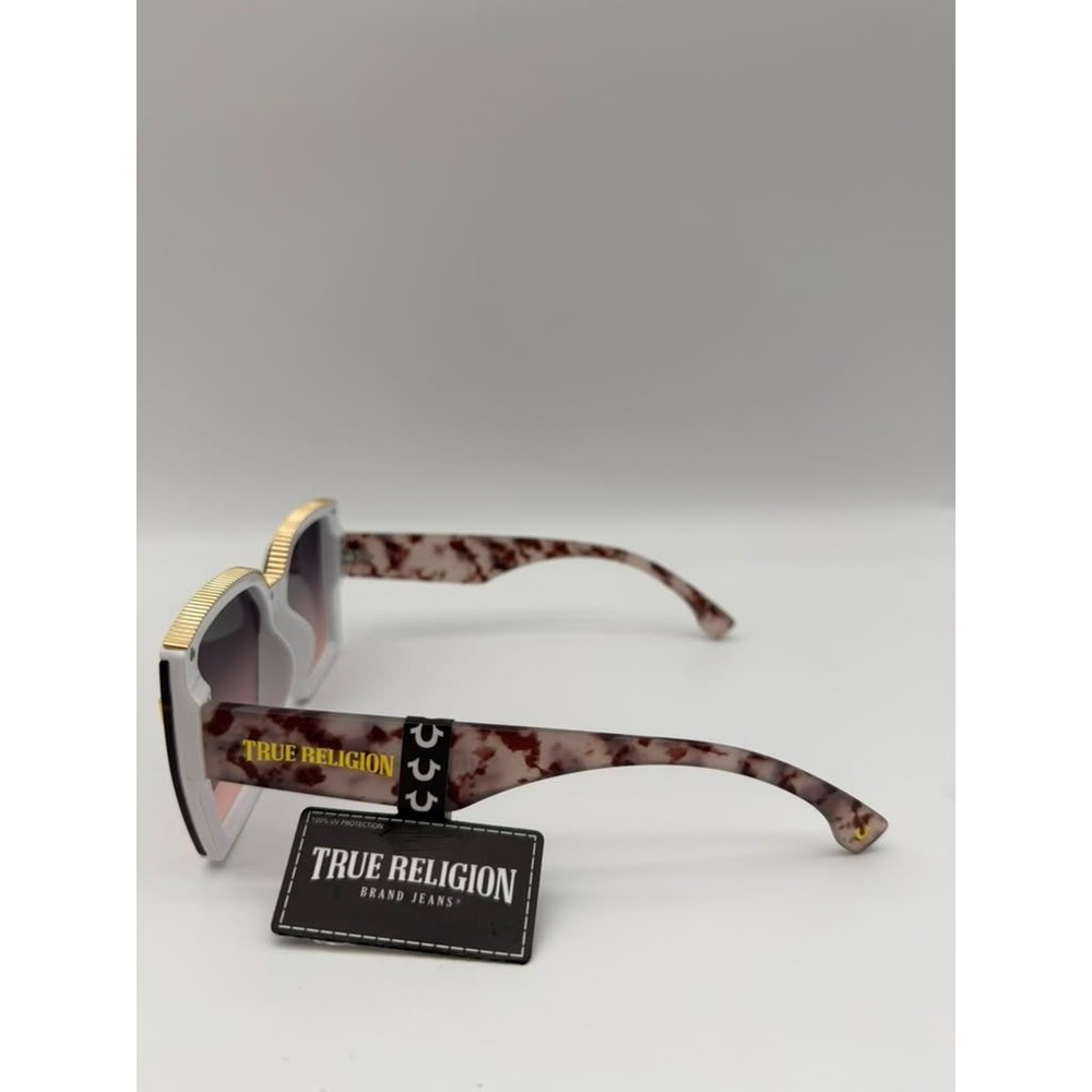 True Religion Oversized‎ Square Sunglasses – White & Marble Frame - Picture 5 of 12